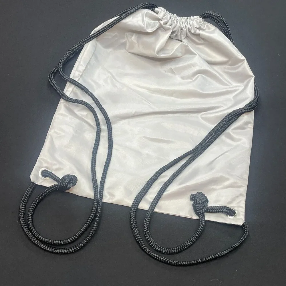 ~ HUNTER Backpack Lightweight Strong Nylon Drawstring Cinch Adjustable Gray Blk